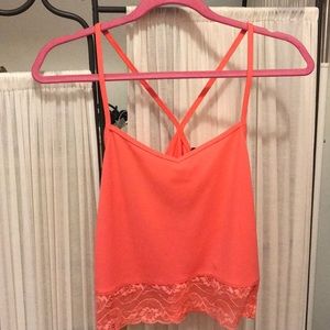 Tank with lace at the bottom